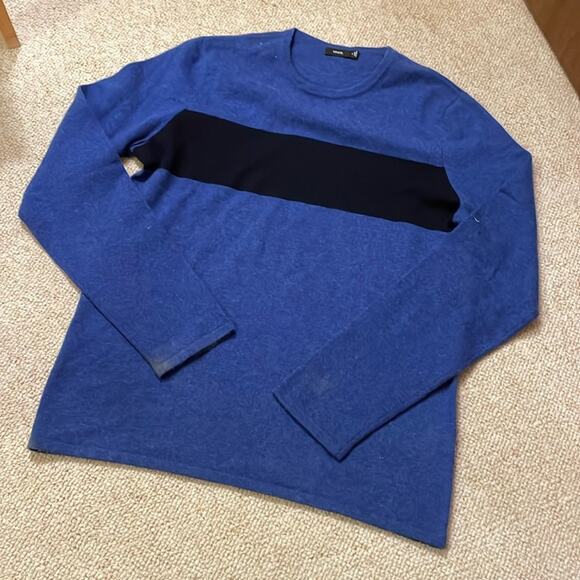 VINCE Blue Striped Cashmere Wool Sweater Size M - Picture 1 of 6